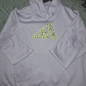 Adidas Lavender Hoodie with Neon Yellow Graphic